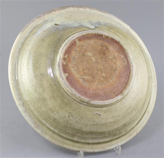 A Chinese green Jun ware style dish, probably 17th / 18th century, diameter 33.5cm